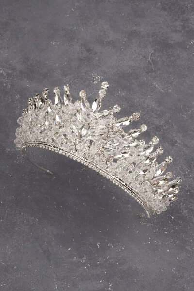 Kristal toshli munchoq bezakli kelin xina to'y toji kumush - 3