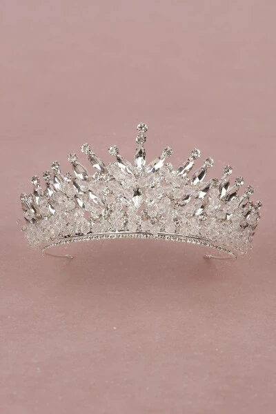 Kristal toshli munchoq bezakli kelin xina to'y toji kumush - 4