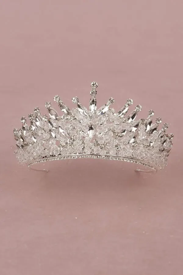 Kristal toshli munchoq bezakli kelin xina to'y toji kumush - 4