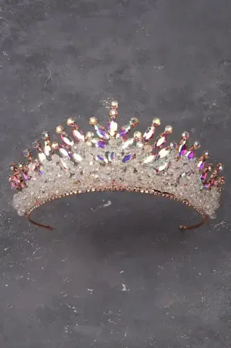 Kristal toshli munchoqli bezakli kelin xina to'y toji Janjanli-Janjanli - 1