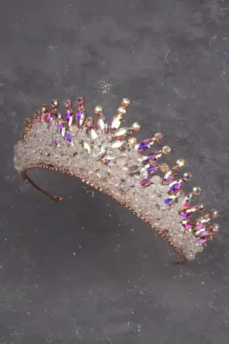 Kristal toshli munchoqli bezakli kelin xina to'y toji Janjanli-Janjanli - 3