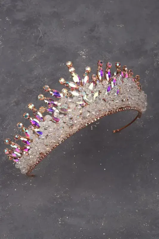 Kristal toshli munchoqli bezakli kelin xina to'y toji Janjanli-Janjanli - 4