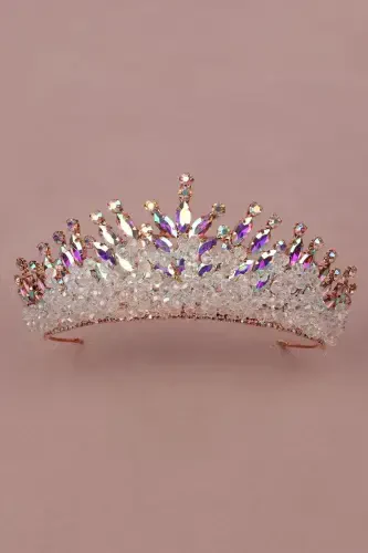 Kristal toshli munchoqli bezakli kelin xina to'y toji Janjanli-Janjanli - 5