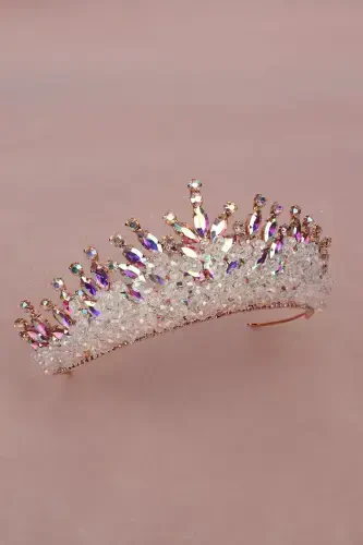 Kristal toshli munchoqli bezakli kelin xina to'y toji Janjanli-Janjanli - 6