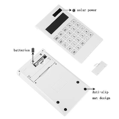 Kristall Kalkulyator yupqa Oddiy dizayn Ofis Uy uy elektronika Ikki quvvatli ish stoli Kalkulyator, Quyosh 10 bitli Egiluvchan LCD displey Egiluvchan dizayn Oq (Kristall Kalkulyator) - 2