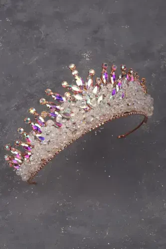 Кристалл ташлы бончук сюслемели гелин кына дюгюн таджы джанджанлы-джанджанлы - 4