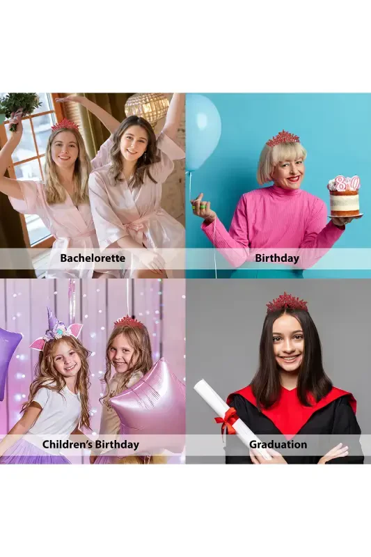 Kristalli toshli kelin malikasi toj porloq malika toji kelin to'y toji qizil-qizil - 6