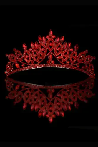 Kristalli toshli kelin malikasi toj porloq malika toji kelin to'y toji qizil-qizil - 7