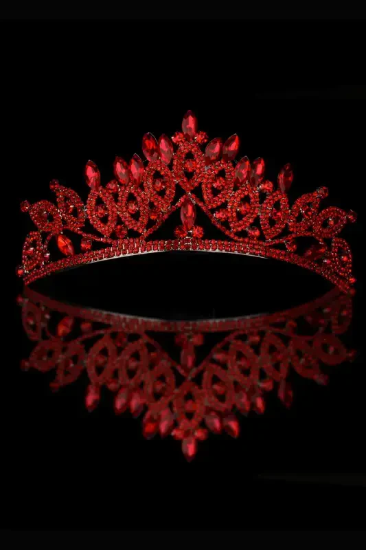 Kristalli toshli kelin malikasi toj porloq malika toji kelin to'y toji qizil-qizil - 7