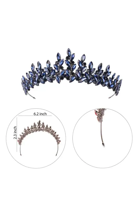 Kristalli toshli kelin xina toji Ayollar uchun maxsus kelin to'y toji Lacivert-Lacivert - 4