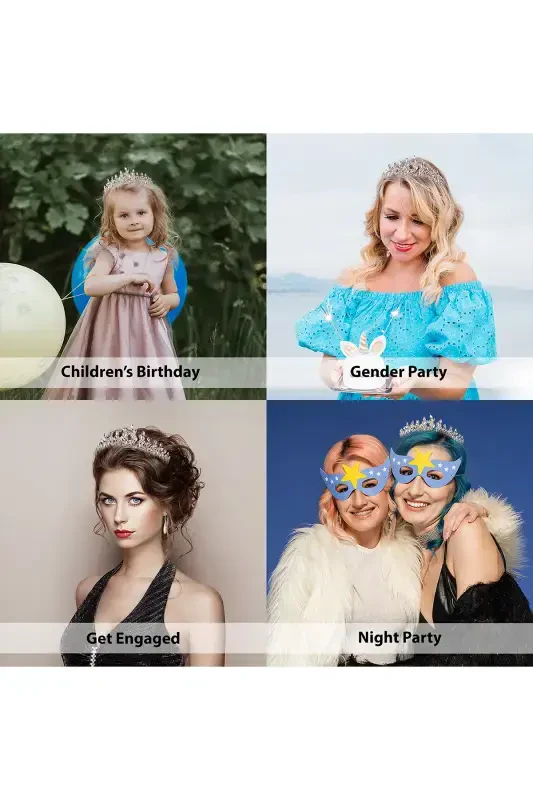 Kristalli toshli kelinlik xina toji Ayollar uchun maxsus kelinlik to'y toji Kumush-Kumush - 2