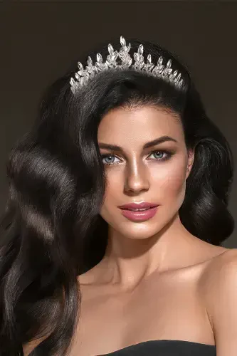 Кристальный Камень Хна Корона Невесты Специальная Свадебная Корона Невесты Серебро-Серебро - 1