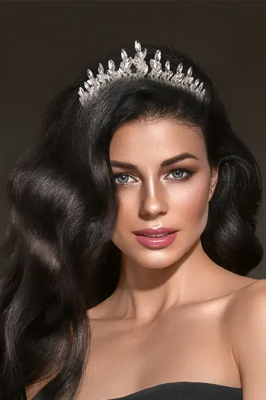 Кристальный Камень Хна Корона Невесты Специальная Свадебная Корона Невесты Серебро-Серебро - 1