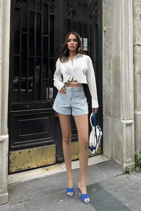 Kristen Backless Crop Shirt 3253-08 - 3