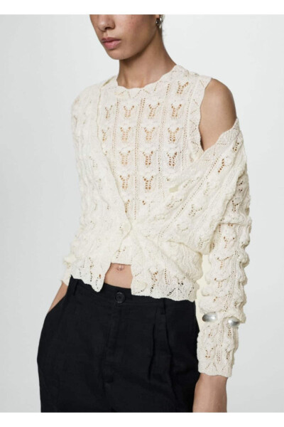 Kroşe triko hırka - MANGO