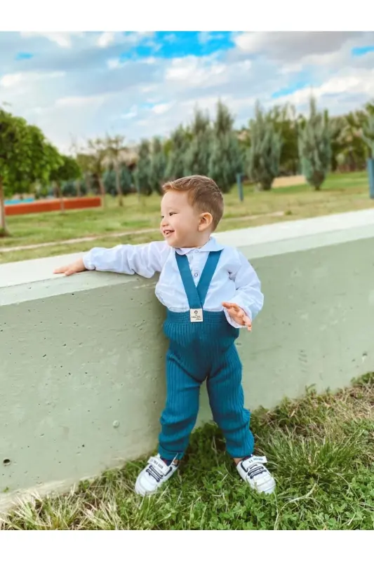Kross tasmali sozlanuvchi chaqaloq bolalar tayt salopeti indigo - 7