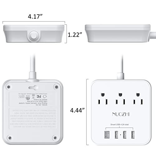 Kruiz zaruriyatlari, 3 rozetka va 4 USB porti (1 USB C) bilan 6 Ft quvvat simi, kruiz kemasi, sayohat, uy ofisi uchun o'zgaruvchan tok himoyasisiz, ETL ro'yxatga olingan, oq - 7