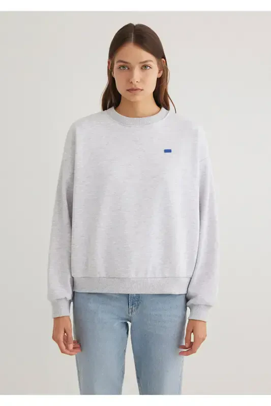 Krujka bo'yinli Basic kulrang svitshot 1S10087-80196 - 3