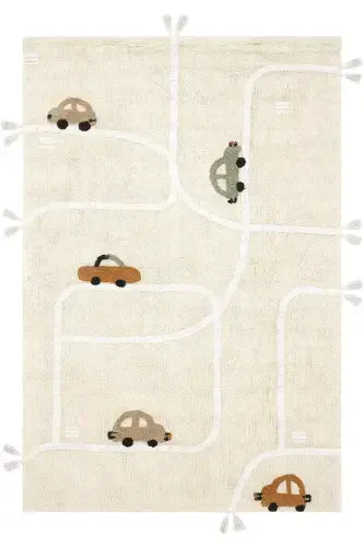 Крутой хлопок Автодорога Крем Детский ковер Машинная стирка Нескользящее основание Мягкая текстура Детский ковер-Цветной 8 - COOL HALI (1)