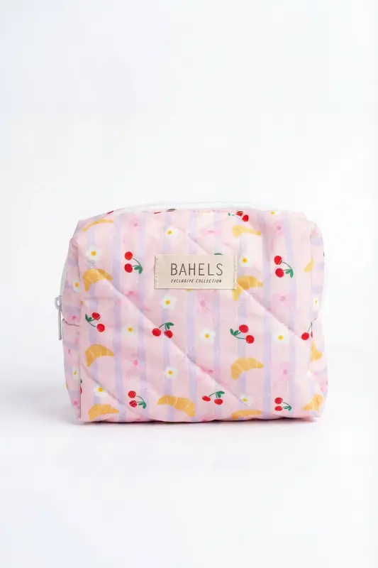 Kruvasan Makyaj Çantası-Pembe27 - BAHELS