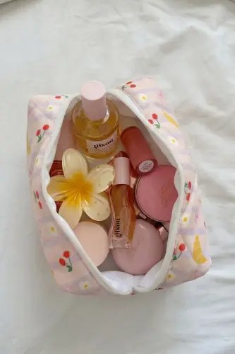 Kruvasan Makyaj Çantası-Pembe27 - BAHELS (1)