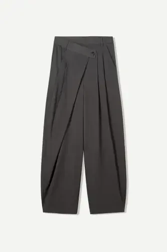 Kruvaze belli tailored fit pantolon-Koyu gri - 2