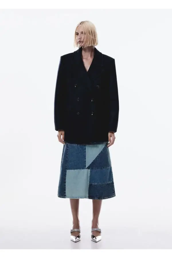 Kruvaze yün palto - 2