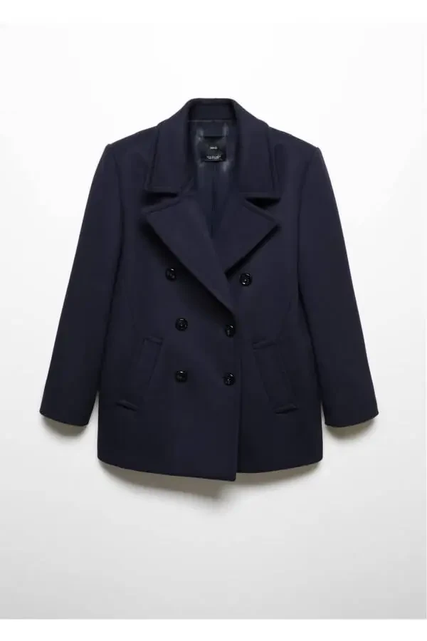 Kruvaze yün palto - 3