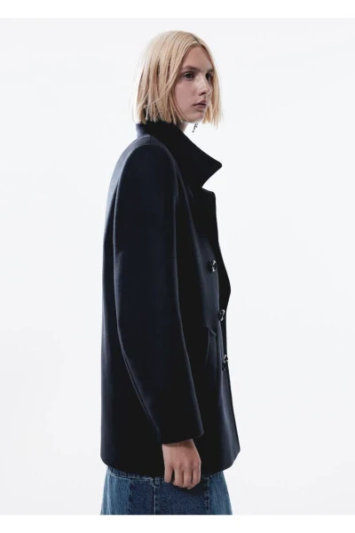 Kruvaze yün palto - 7