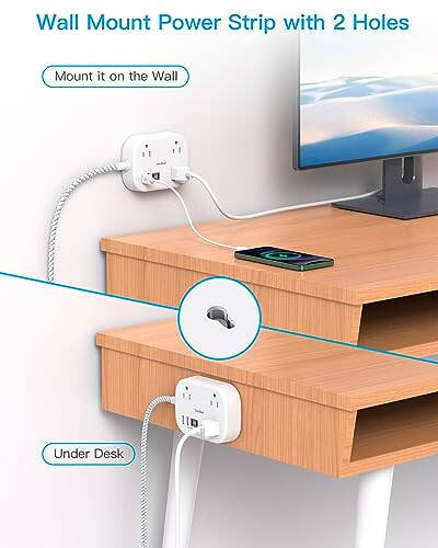 Cruise Essentials 2025,One Beat Travel Power Strip with USB C,Flat Plug Extension Cord with 3 Outlets 4 USB Ports(2 USB C),5 ft Desk Wall Outlet Extender,Non Surge Protector for Cruise,Dorm Room,ETL - 6