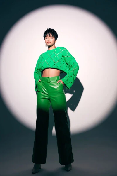 Кружевной кроп-топ - Зеленый - 8