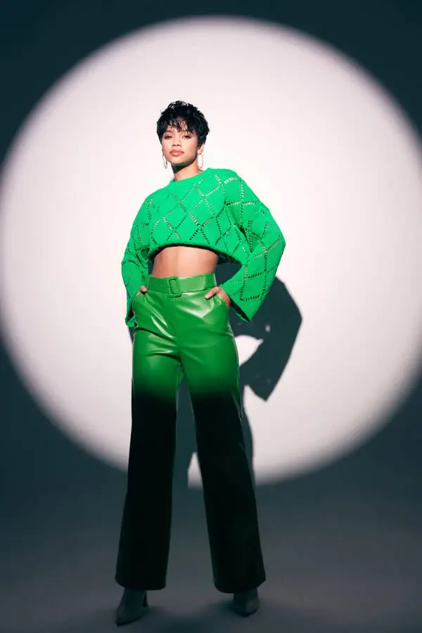 Кружевной кроп-топ - Зеленый - 8