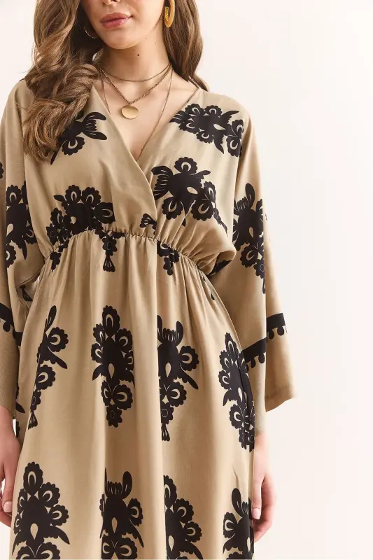 Кружевной Воротник Эластичная Талия Макси Разрез Вискоза - 6