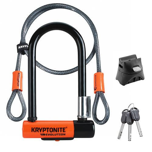 Kryptonite Evolution Mini-7 Bike U-Lock with Cable, Heavy Duty Anti-Theft Bicycle U Lock, 13mm Shackle and 10mm x4ft Length Security Cable with Mounting Bracket and Keys - 6