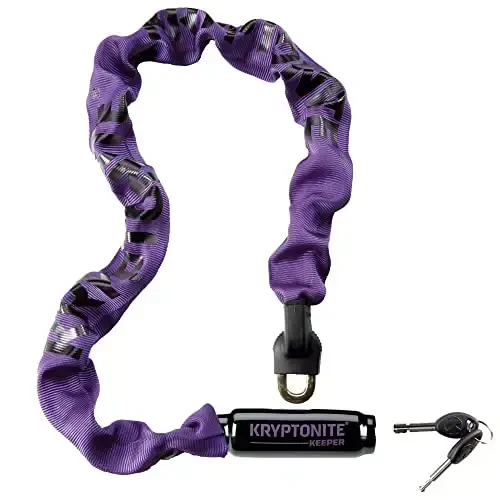 Kryptonite Keeper 785 Bike Chain Lock, 2.8 Feet Long Heavy Duty Anti-Theft Bicycle Chain Lock with Keys for Bike, Motorcycle, Scooter, Bicycle, Door, Gate, Fence,Purple - 1