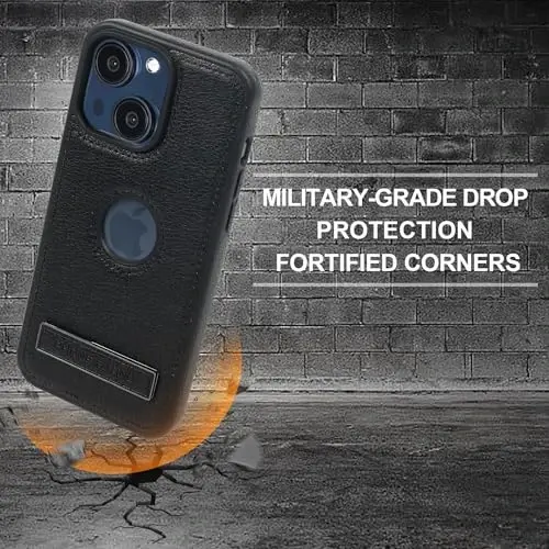 KSELF iPhone 13/14 uchun charm gʻilof, zarbaga chidamli ingichka himoya qopqogʻi, oʻrnatilgan koʻrinmas stend iPhone 13/14 6.1'' bilan mos (Qora, iPhone 13/14 uchun) - 5