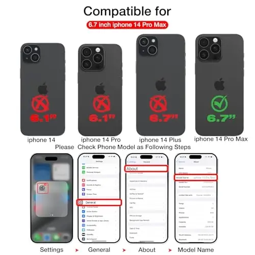 KSELF iPhone 14 Pro Max uchun teri g'ilofi, zarbaga chidamli, yashirin tirgakli himoya g'ilofi, iPhone 14 Pro Max 6.7'' bilan mos (ko'k, iPhone 14 Pro Max uchun) - 2