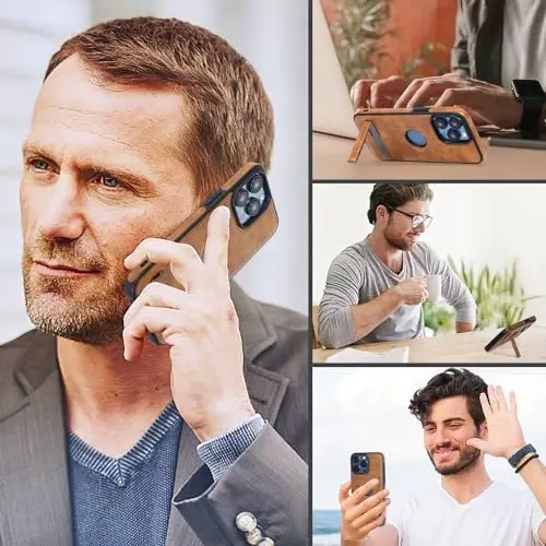 KSELF iPhone 15 Pro uchun charm g'ilof, ingichka moslashuvchan yumshoq ushlagichli hashamatli qopqoq, zarbaga chidamli yupqa himoya qopqoqlari iPhone 15 Pro bilan mos (jigarrang, iPhone 15 Pro uchun) - 6