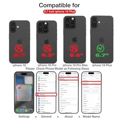 KSELF iPhone 16 Plus uchun charm gʻilof, zarbadan himoya qiluvchi yupqa tirgakli telefon gʻiloflari, oʻrnatilgan koʻrinmas tirgak iPhone 16 Plus 6.7'' bilan mos (koʻk, iPhone 16 Plus uchun) - KSELF (1)