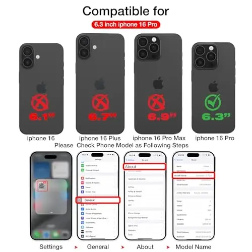 KSELF iPhone 16 Pro uchun charm gʻilof, zarbaga chidamli ingichka himoya gʻilofi, oʻrnatilgan koʻrinmas tirgak iPhone 16 Pro 6.3