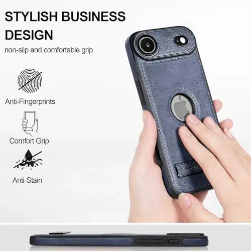 KSELF iPhone 17 Air Kılıf, Destek Çubuklu İnce Koruyucu Darbeye Dayanıklı Telefon Kılıfları, iPhone 17 Air 6.6'' ile Uyumlu Dahili Görünmez Stand (Mavi) - 2