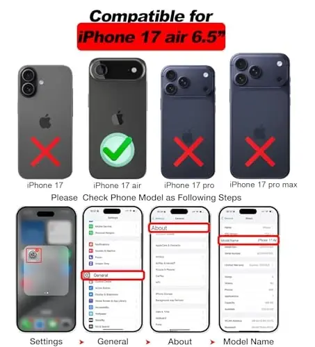 KSELF iPhone 17 Air Kılıf, Destek Çubuklu İnce Koruyucu Darbeye Dayanıklı Telefon Kılıfları, iPhone 17 Air 6.6'' ile Uyumlu Dahili Görünmez Stand (Mavi) 