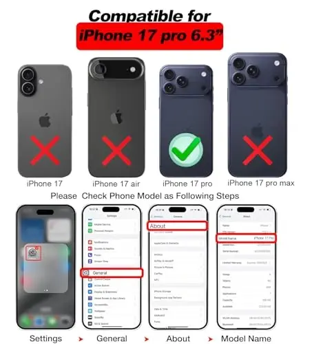 KSELF iPhone 17 Pro Kılıf, Destek Çubuklu İnce Koruyucu Darbeye Dayanıklı Telefon Kılıfı, iPhone 17 Pro 6.3'' ile Uyumlu Dahili Görünmez Stand (Mavi) - 1