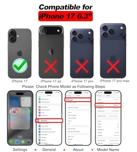KSELF Кожаный чехол для iPhone 17, защитный тонкий ударопрочный чехол с подставкой, встроенная невидимая подставка, совместим с iPhone 17 6,3 дюйма (коричневый) - KSELF