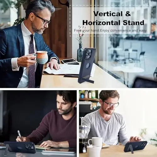 KSELF Leather Case for iPhone 13 Pro Max Case, Protective Slim with Kickstand Shockproof Phone Cases, Built-in Invisible Stand Compatible with iPhone 13 Pro Max 6.7'' (Blue, for iPhone 13 Pro max) - 5