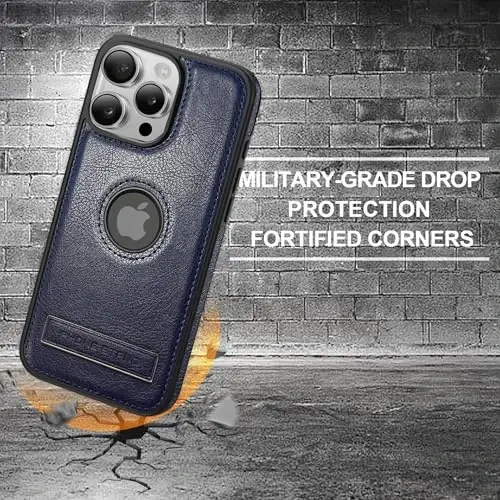 KSELF Leather Case for iPhone 16 Pro Case, Protective Slim with Kickstand Shockproof Phone Cases, Built-in Invisible Stand Compatible with iPhone 16 Pro 6.3'' (Blue, for iPhone 16 Pro) - 5