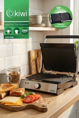 Ksm-2448 Inox Çıkarılabilir Plakalı Izgara Ve Tost Makinesi, Paslanmaz Çelik , Grill - 1
