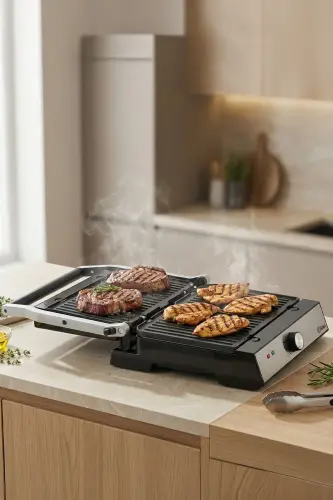 Ksm-2448 Inox Çıkarılabilir Plakalı Izgara Ve Tost Makinesi, Paslanmaz Çelik , Grill - 3