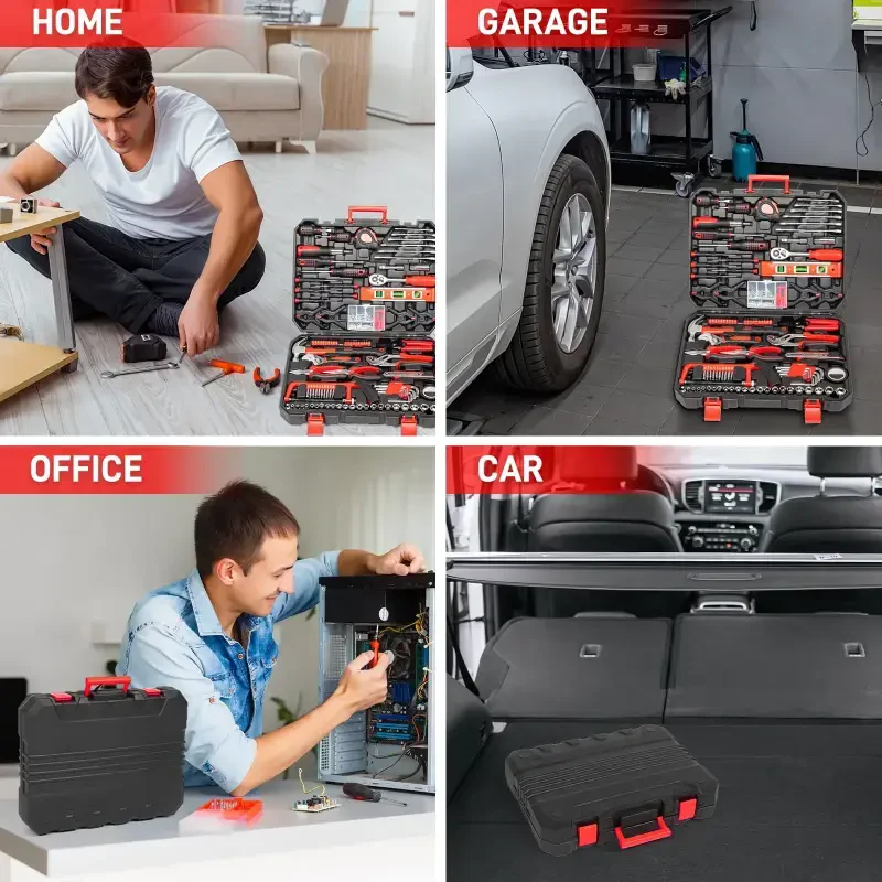 Ktaxon, 198 Piece Tool Set Red & Black Finish High Quality & Easy to Carry- - 6