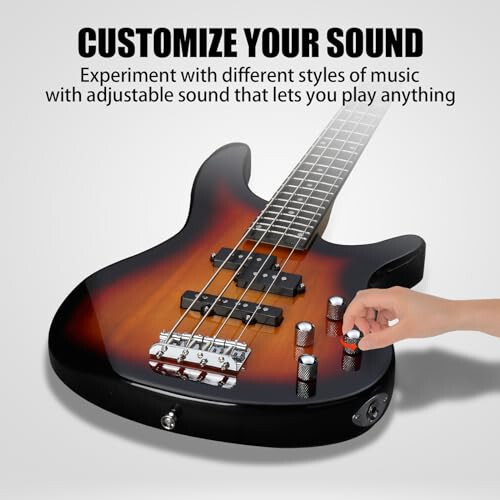 Ktaxon Electric Bass Guitar 4 String Bass Guitar with 20 Watt Amplifier, PJ Type Pickup, Naturally air-dried Maple Neck, Rosewood Fretboard, Basswood Body(Sunset) - 4